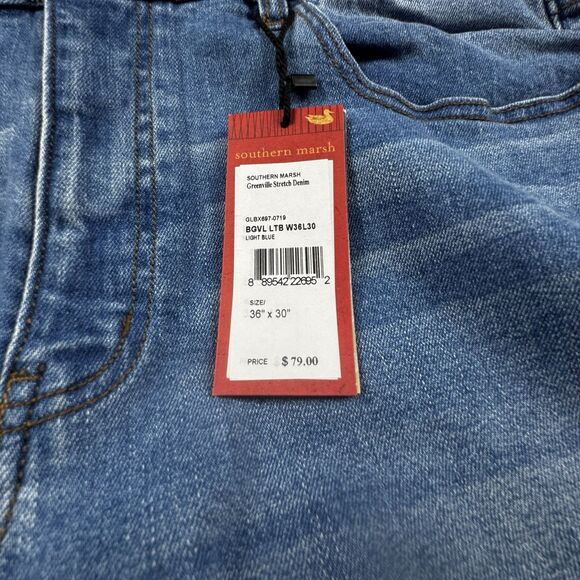 NWT Southern Marsh Greenville Stretch Denim Jeans Men 36x30 Light Blue - Picture 6 of 10